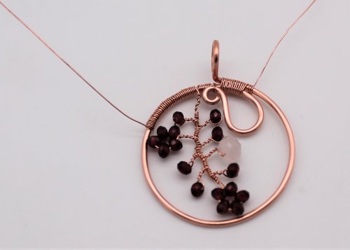 Abby Hook's Jasmine Pendant - Continue to secure, Contemporary Wire Jewelry, Coiling, Coiling Wire, Wire Coiling, Loops, Wire Loop, Wrapped Wire Loop, coil around the frame